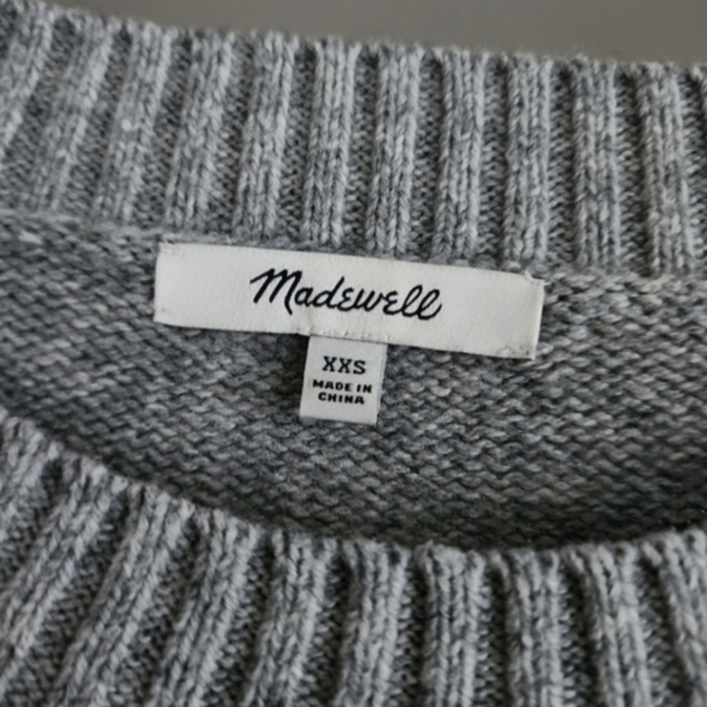 Madewell Leopard-Sleeve Tensley Pullover Sweater in Cotton-Merino Yarn. - Picture 5 of 7